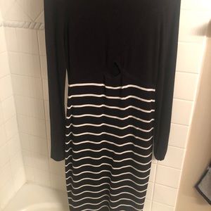 Bebe Knit Long Sleeve Striped Dress